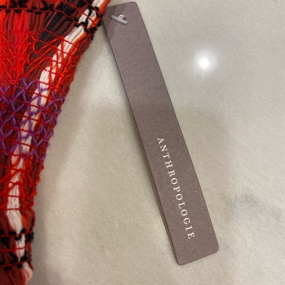 Anthropologie Plenty Strapless Tiered Mini Size XL Red Ikat - Picture 5 of 15
